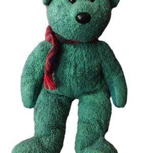 Emerald Plush Bear with Festive Scarf